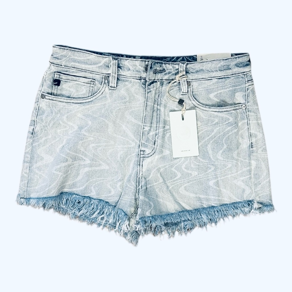 NWT Kancan jean shorts Cutoff 11 /29 frayed Hi rise blue Acid Wash Denim booty